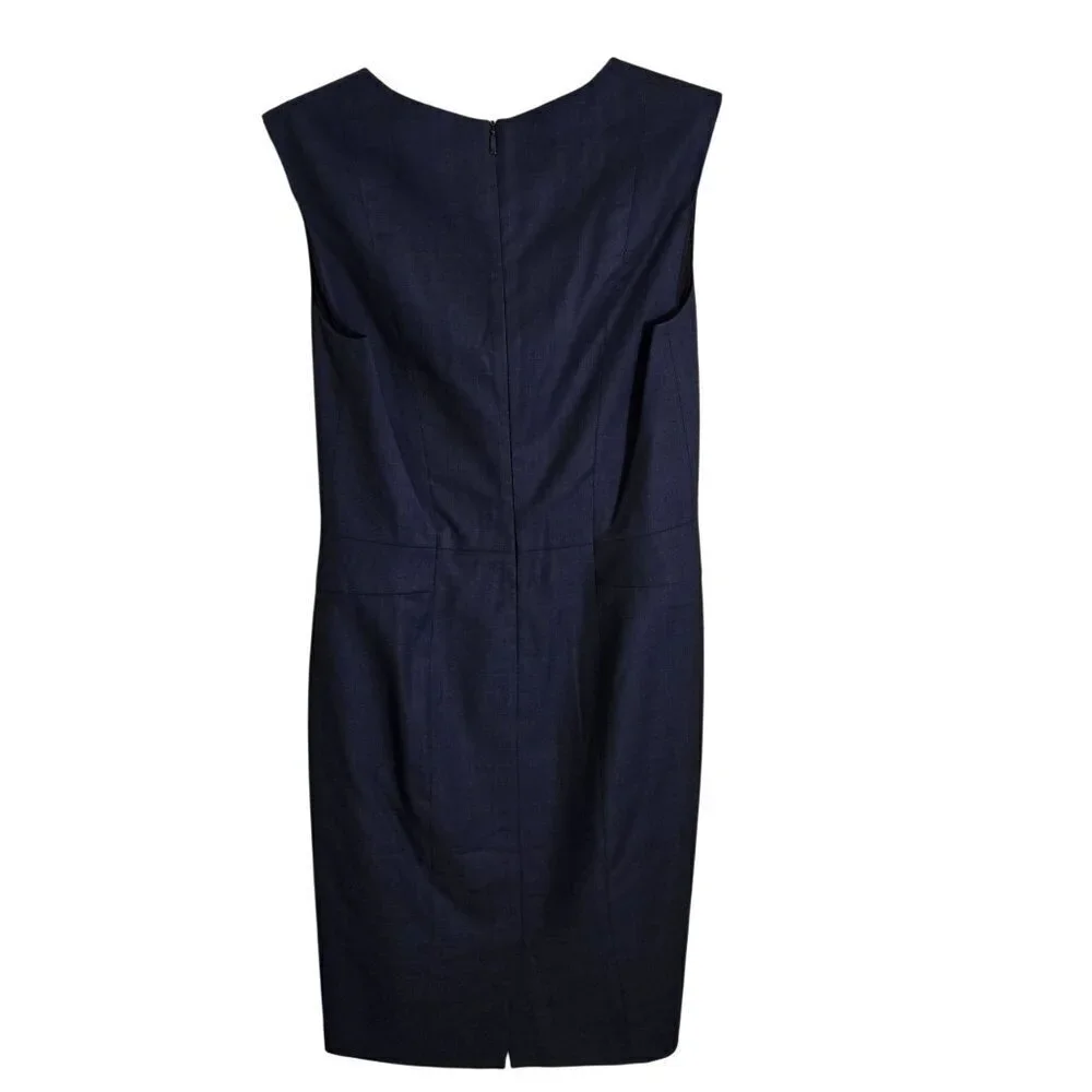 Boss Hugo Boss Delura Stretch Wool Blue Sheath Career Dress Size 4